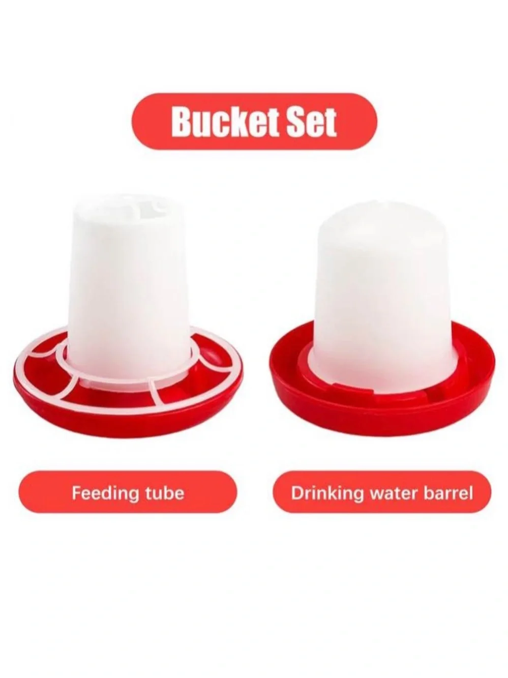 Red & White Poultry Waterer / Feeder Set